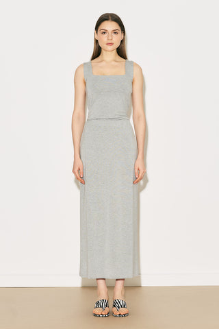 Easy Sleeveless Square Neck Blouse Grey Melange