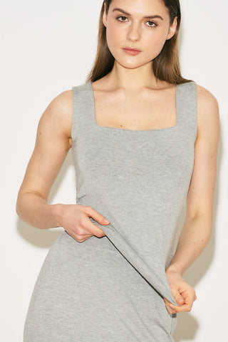 Easy Sleeveless Square Neck Blouse Grey Melange