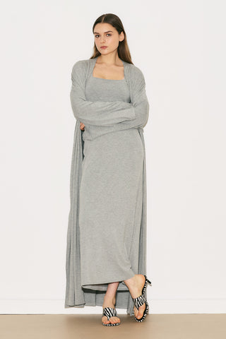 Easy Sleeveless Square Neck Blouse Grey Melange