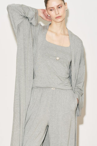 Easy Relaxed Long Kimono Grey Melange