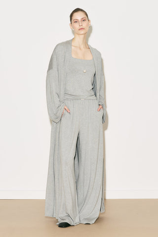 Easy Wide Leg Relaxed Trousers Grey Melange