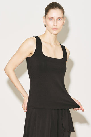 Easy Sleeveless Square Neck Blouse Brown
