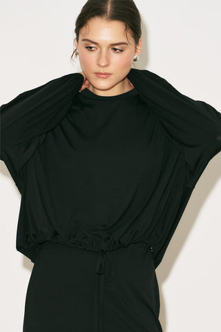 Easy Adjustable Balloon Sleeve Blouse Black