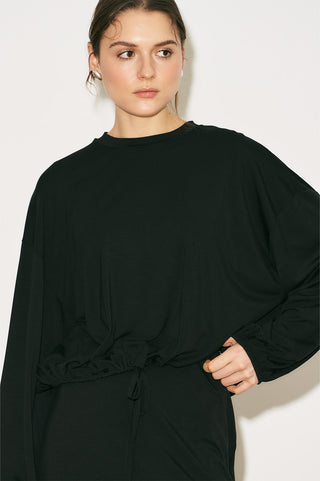 Easy Adjustable Balloon Sleeve Blouse Black