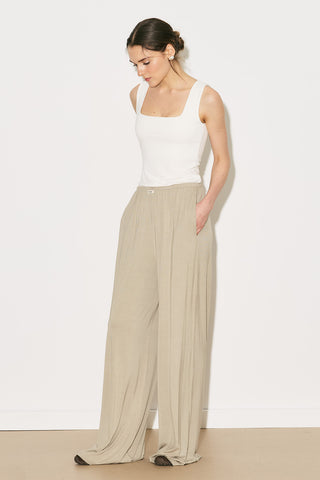 Easy Wide Leg Relaxed Trousers Stone