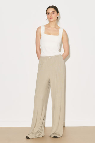 Easy Wide Leg Relaxed Trousers Stone