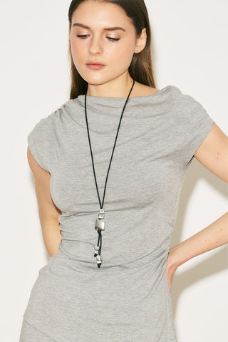 Easy Sleeveless Ruched Blouse Grey Melange