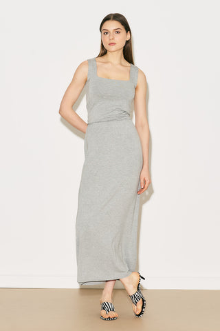 Easy Sleeveless Square Neck Blouse Grey Melange