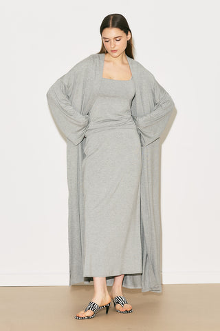 Easy Relaxed Long Kimono Grey Melange