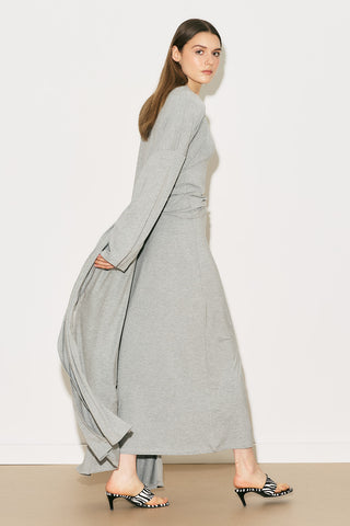 Easy Relaxed Long Kimono Grey Melange