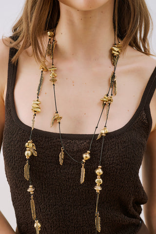 Leaf Design Belt Bronze Black