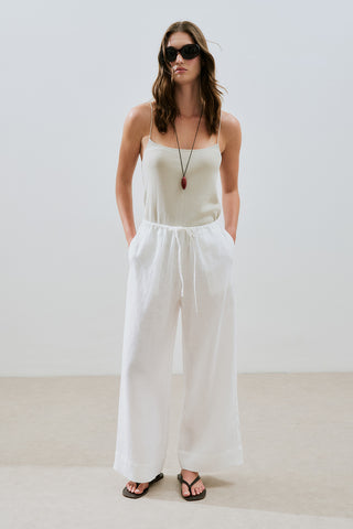 Linen Tie Trousers Ecru