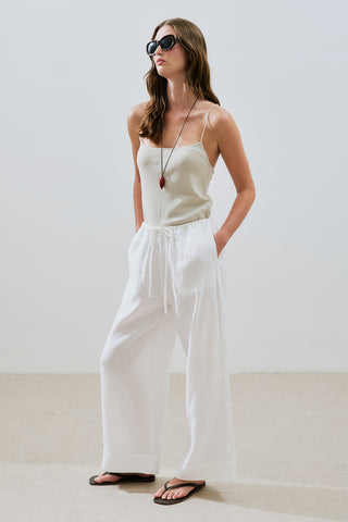 Linen Tie Trousers Ecru