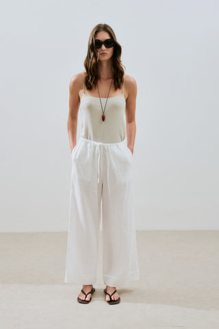 Linen Tie Trousers Ecru