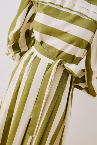 Sofia Striped Maxi Dress Green