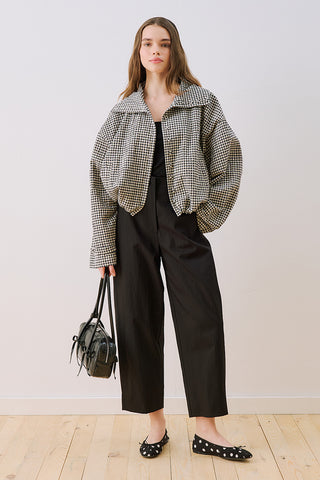 High-Neck Detail Shirt Black Check
