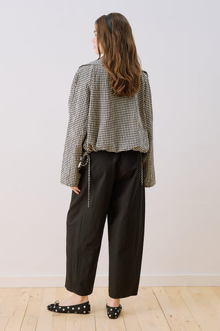 High-Neck Detail Shirt Black Check