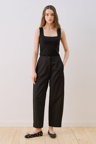 Gabardine Barrel Trousers Black