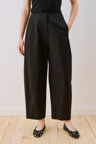 Gabardine Barrel Trousers Black