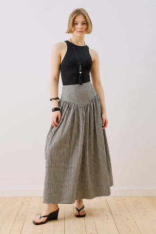 Corset Detail Maxi Skirt Gingham