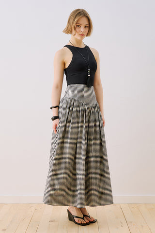 Corset Detail Maxi Skirt Gingham