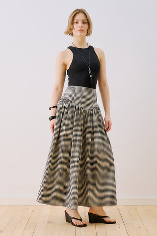 Corset Detail Maxi Skirt Gingham