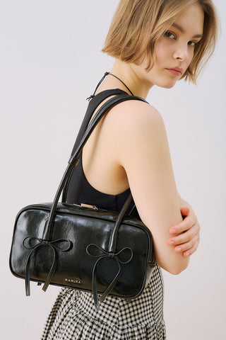Lola Bow Baguette Bag Black