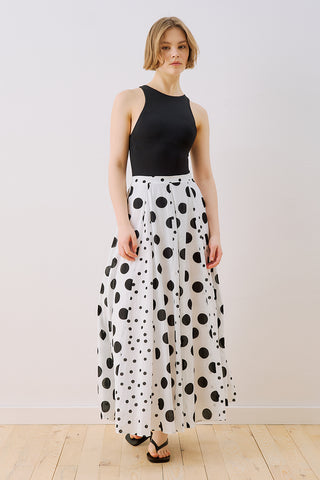 Panelled Printed Skirt Polka Dots Black