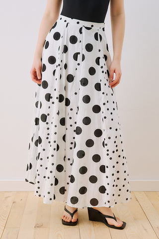 Panelled Printed Skirt Polka Dots Black