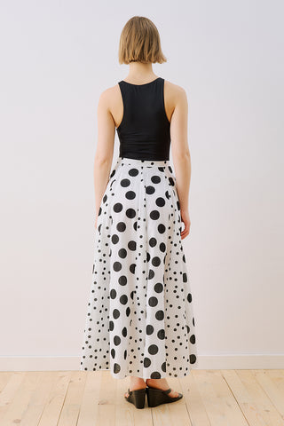 Panelled Printed Skirt Polka Dots Black