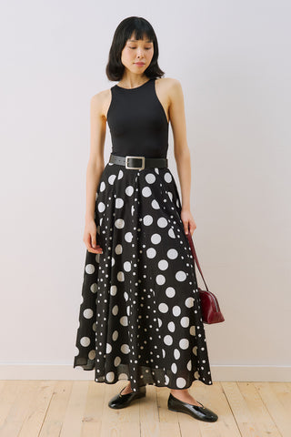 Panelled Printed Skirt Polka Dots Black
