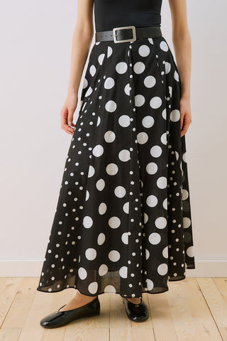 Panelled Printed Skirt Polka Dots Black