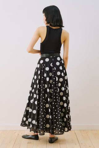 Panelled Printed Skirt Polka Dots Black