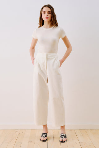 Gabardine Barrel Trousers Ecru