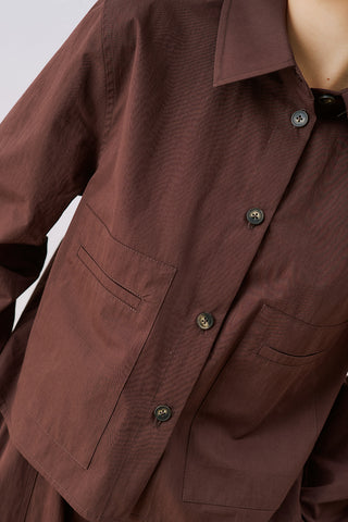 Utility Pocket Cropped Shirt Brown