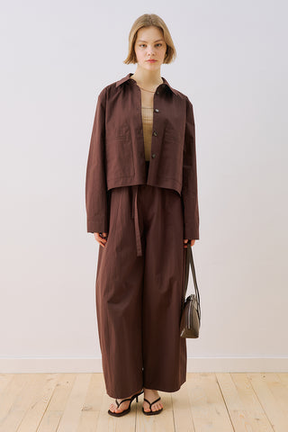 Utility Pocket Cropped Shirt Brown