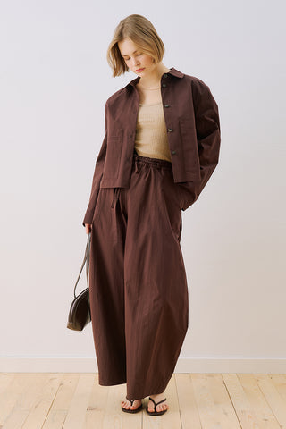 Elastic Waist Barrel Trousers Brown