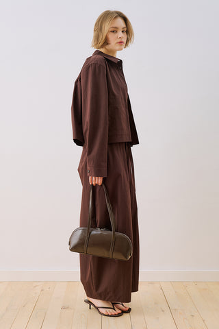 Elastic Waist Barrel Trousers Brown