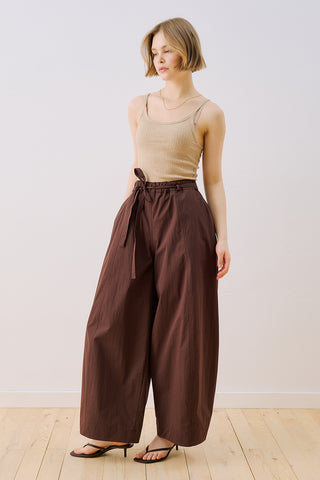 Elastic Waist Barrel Trousers Brown