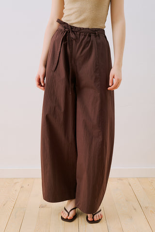 Elastic Waist Barrel Trousers Brown