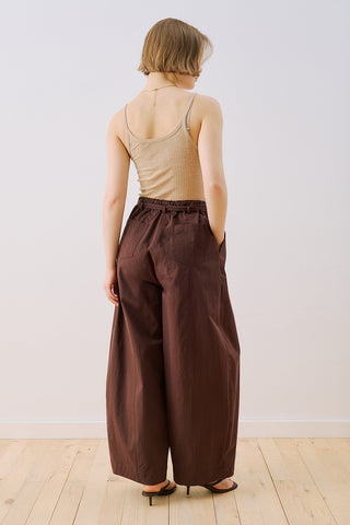 Elastic Waist Barrel Trousers Brown