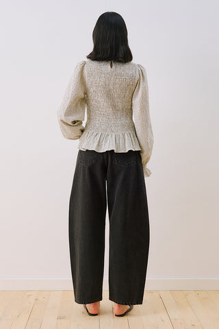 Shirred Long Sleeve Blouse Ecru
