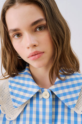 Belted Wide Collar Jacket Plaid