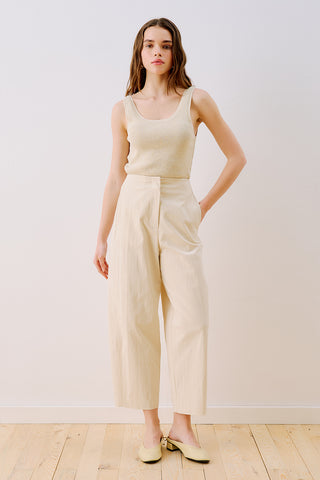 Gabardine Barrel Trousers Ecru