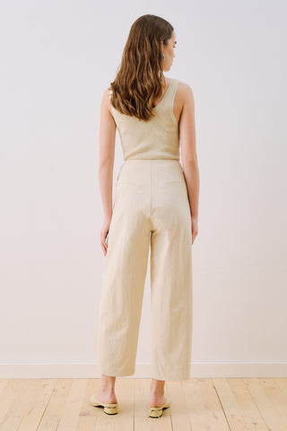 Gabardine Barrel Trousers Ecru