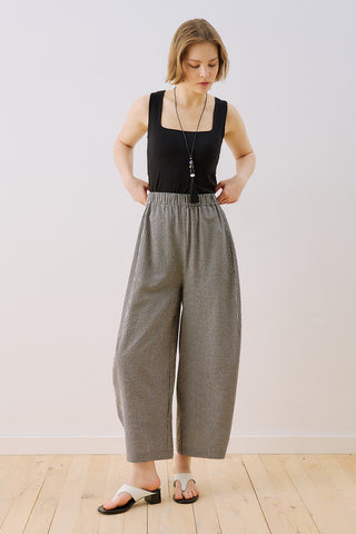 Gingham Barrel Trousers Black