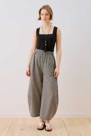 Gingham Barrel Trousers Black