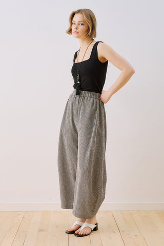 Gingham Barrel Trousers Black