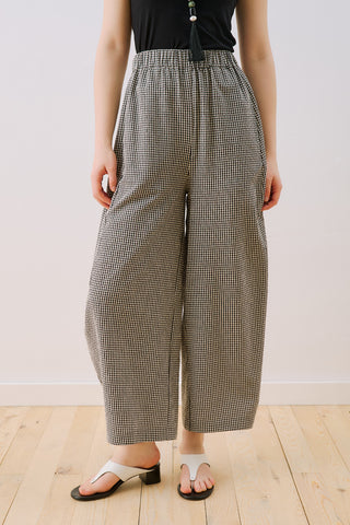 Gingham Barrel Trousers Black
