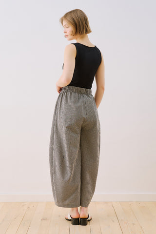 Gingham Barrel Trousers Black